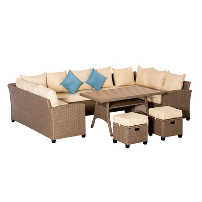 6-Piece Wicker Patio Furniture Set with Cushions & Coffee Table, Khaki Patio Furniture Sets Multi Colour  at Gallery Canada