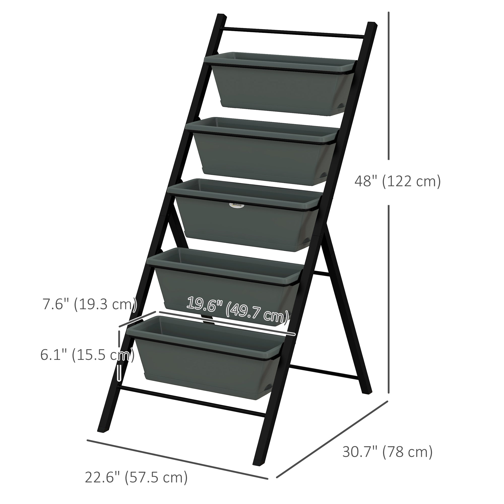 5-Tier Vertical Raised Garden Planter with 5 Container Boxes, Outdoor Plant Stand for Vegetable Flowers, Grey Plant Stands   at Gallery Canada