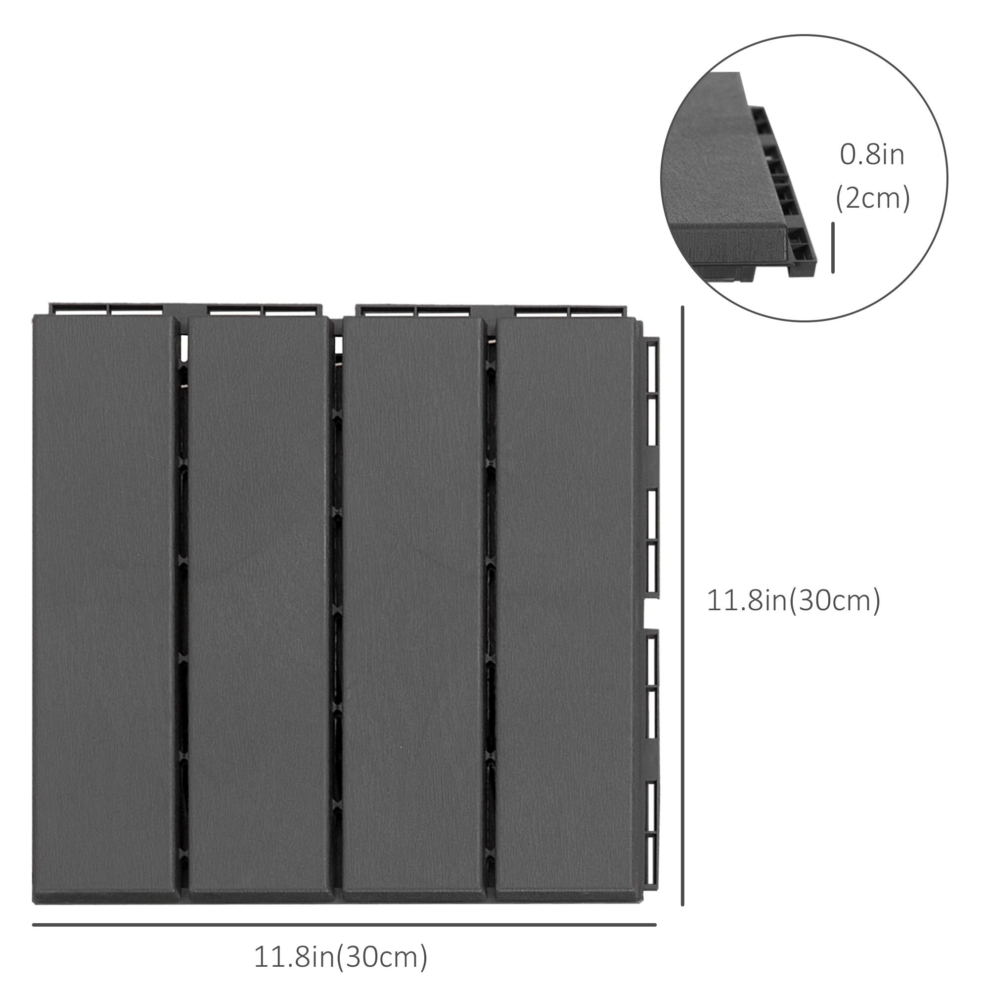 9 Pcs PP Interlocking Composite Deck Tile, 12