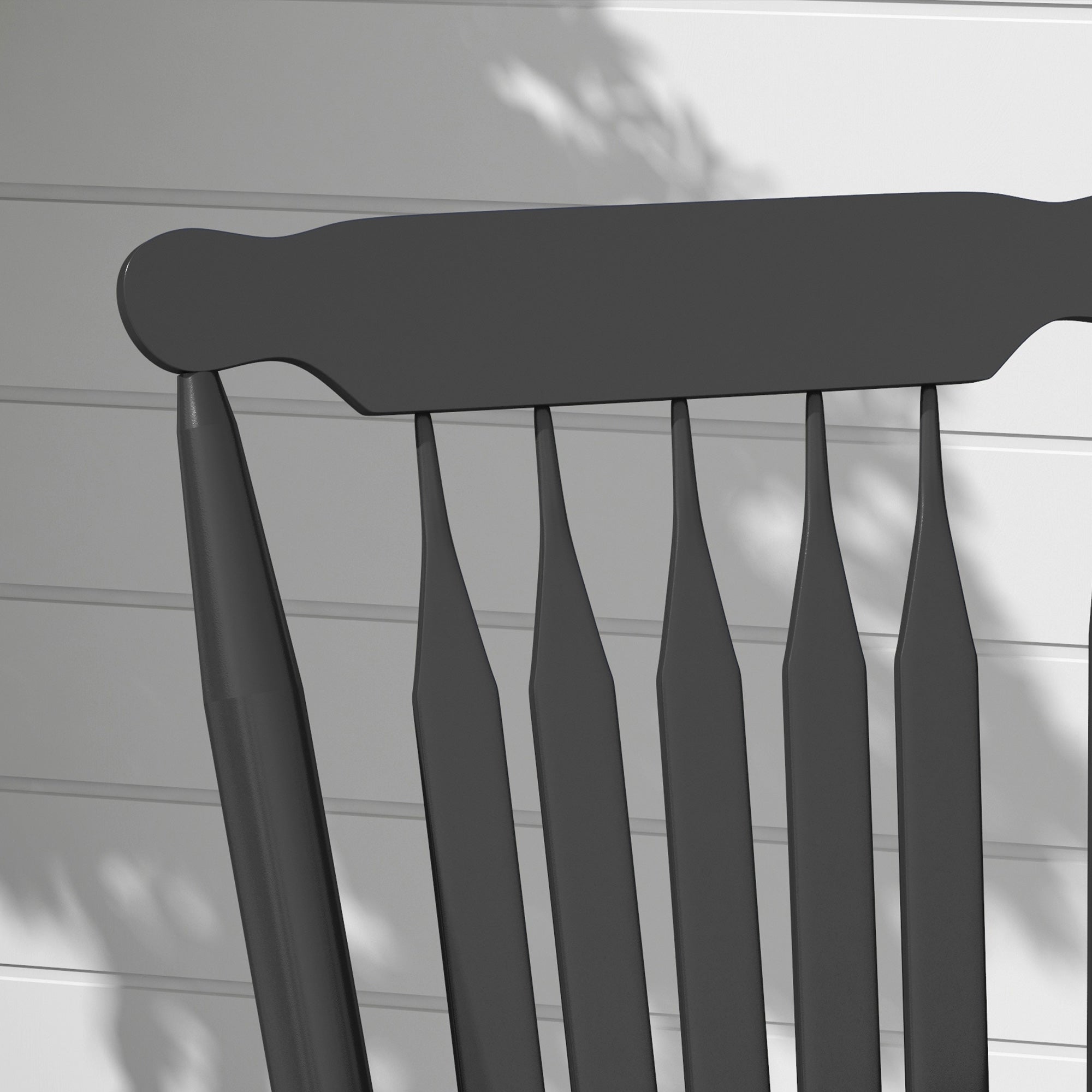 Porch Rocker Chair, Outdoor Wooden Rocking Chair with High Back for Garden, Patio, Balcony, Black Outdoor Rocking Chairs   at Gallery Canada