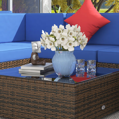 9 Pieces Wicker Patio Furniture Set with Cushion, Navy Blue Patio Furniture Sets   at Gallery Canada