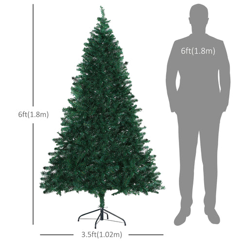 6ft Christmas Tree Unlit Artificial Spruce Full Tree with Solid Metal Stand