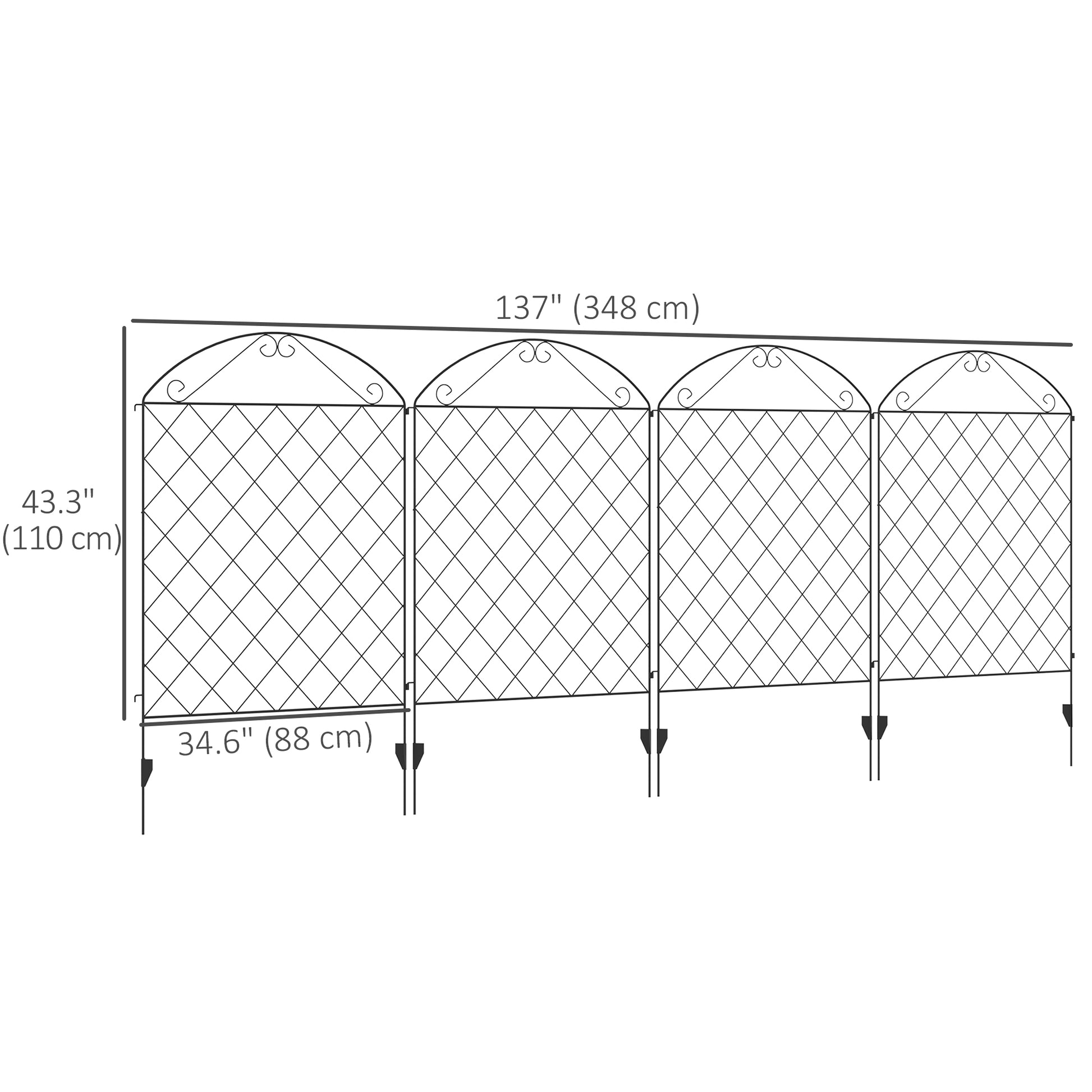 Outdoor Metal Garden Fence Panels, Animal Barrier &; Border Edging for Yard, Patio, 4 Pack, Curved Scrollworks Garden Fences   at Gallery Canada