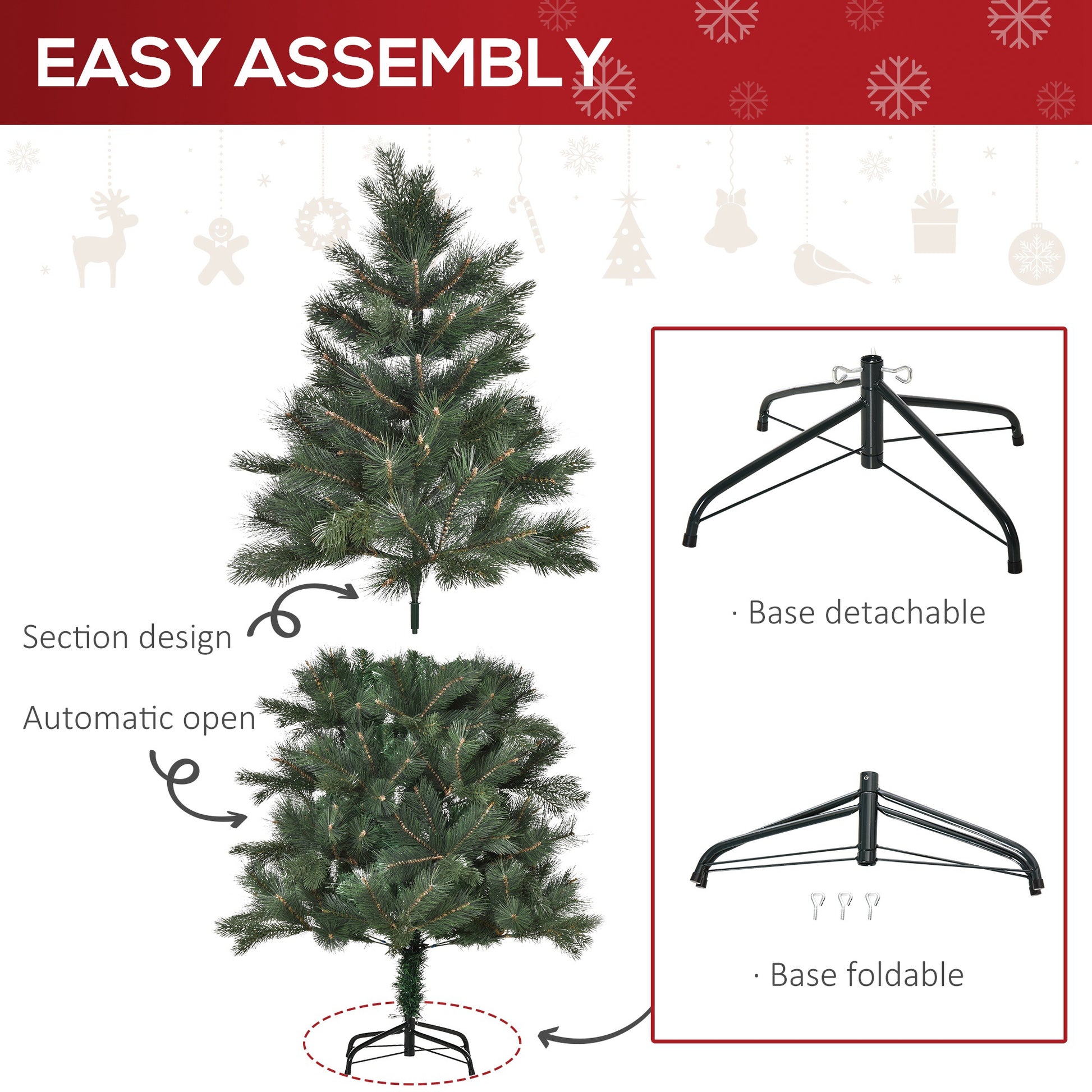 5FT Artificial Pop-Up Christmas Tree Holiday Home Decoration, Green for Party Artificial Christmas Trees   at Gallery Canada