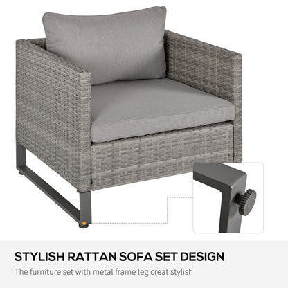Deluxe 4-Piece PE Rattan Patio Furniture Set with Cushions and Coffee Table, Grey Patio Furniture Sets   at Gallery Canada