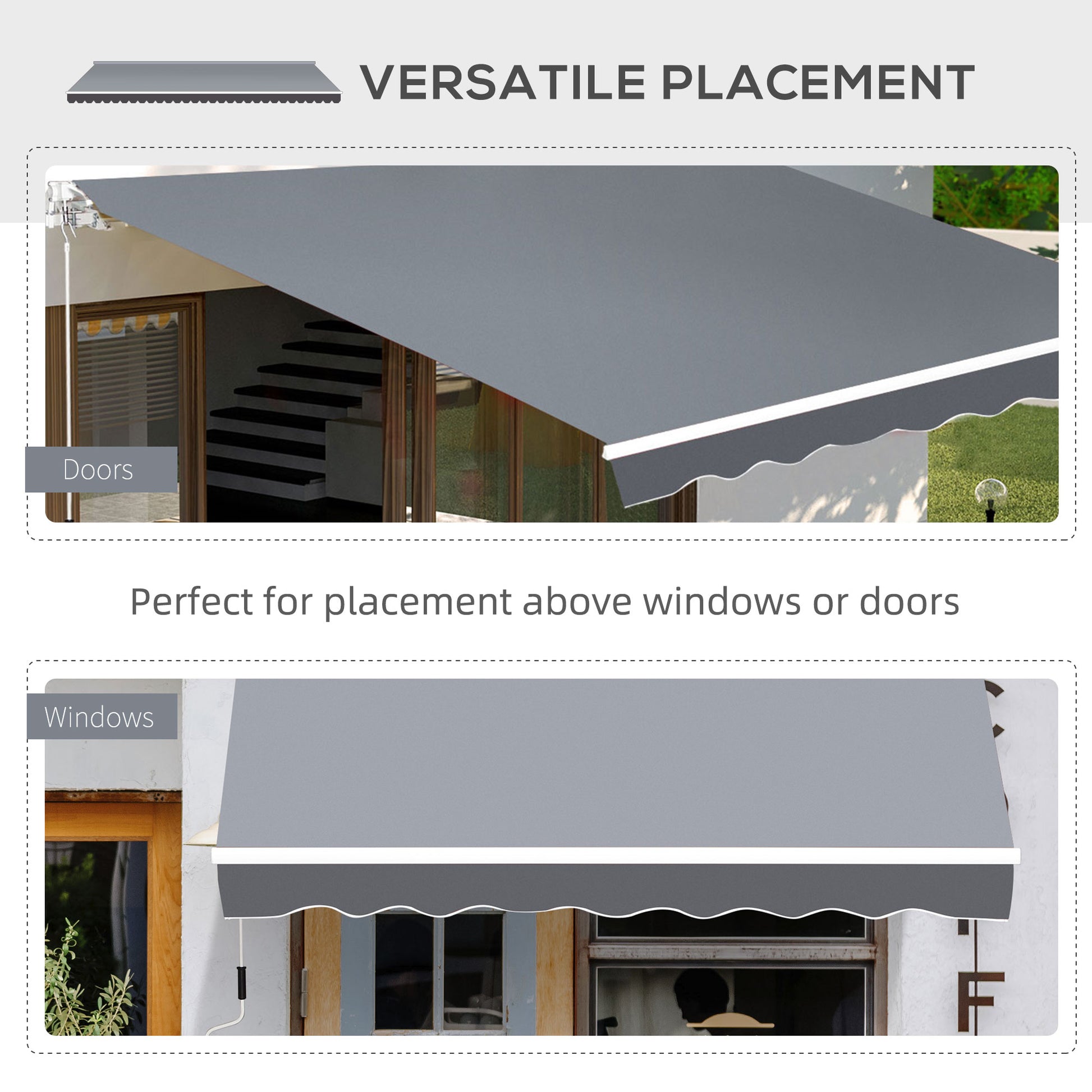 8' x 7' Retractable Awning, Patio Awnings, Sunshade Shelter with 280g/m² UV &; Water-Resistant Fabric and Aluminum Frame for Deck, Balcony, Yard, Grey Deck Awnings   at Gallery Canada