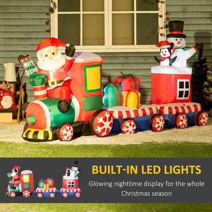 8ft Inflatable Christmas Train with Santa Claus, Snowman, Penguin and Gift Boxes, Blow-Up Outdoor LED Yard Display for Lawn Garden Party Christmas Inflatables   at Gallery Canada