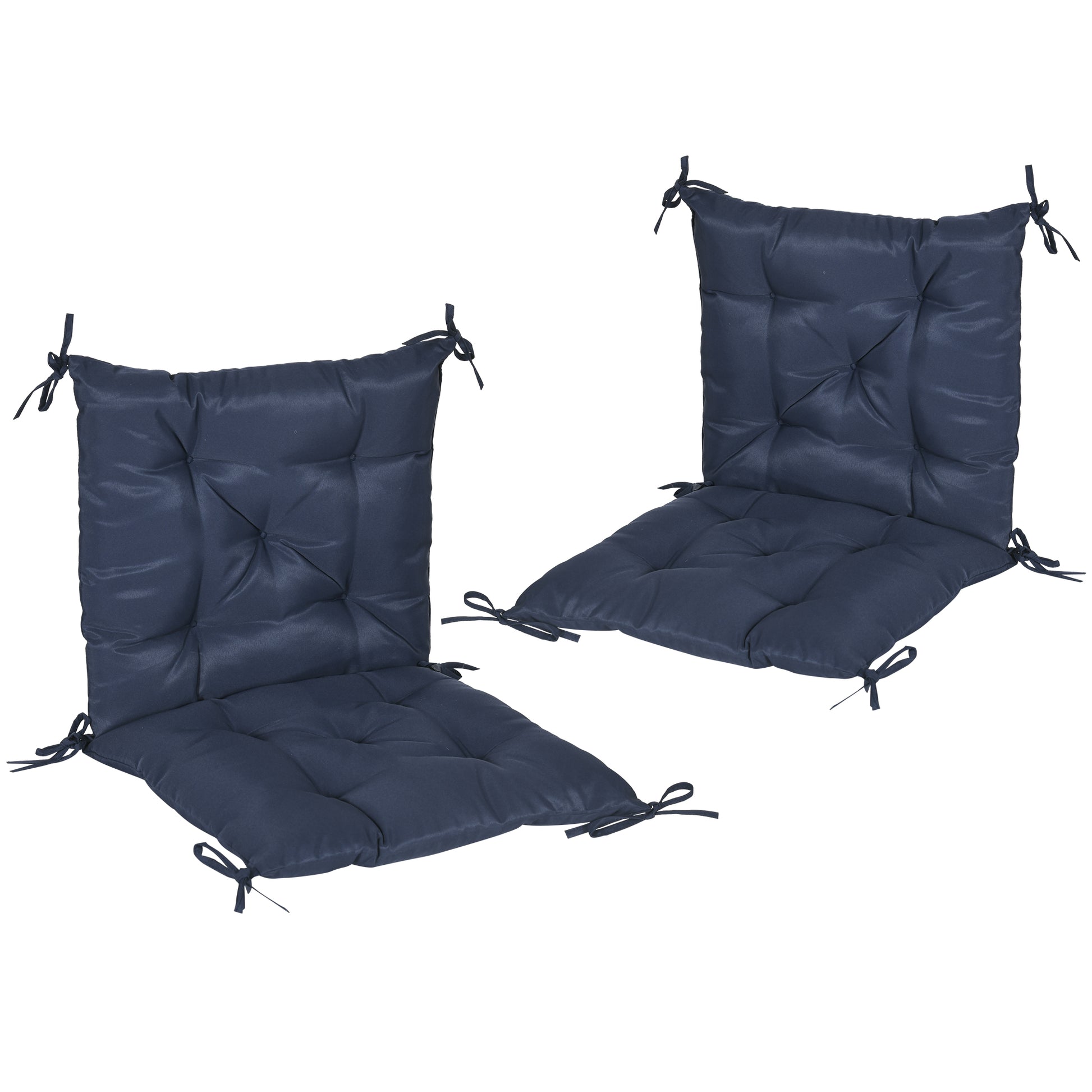 Set of 2 Garden Chair Cushions Comfortable Seat Pad with Backrest for Sunbeds, Rocking Chairs, Loungers for Outdoor &; Indoor Use, Dark Blue Patio Chair Cushions   at Gallery Canada