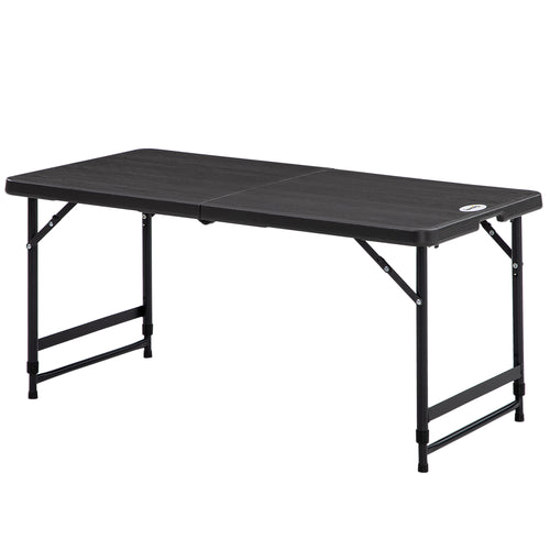 Foldable Patio Dining Table for 4, Height Adjustable Outdoor Table for Garden Lawn Backyard, Dark Grey