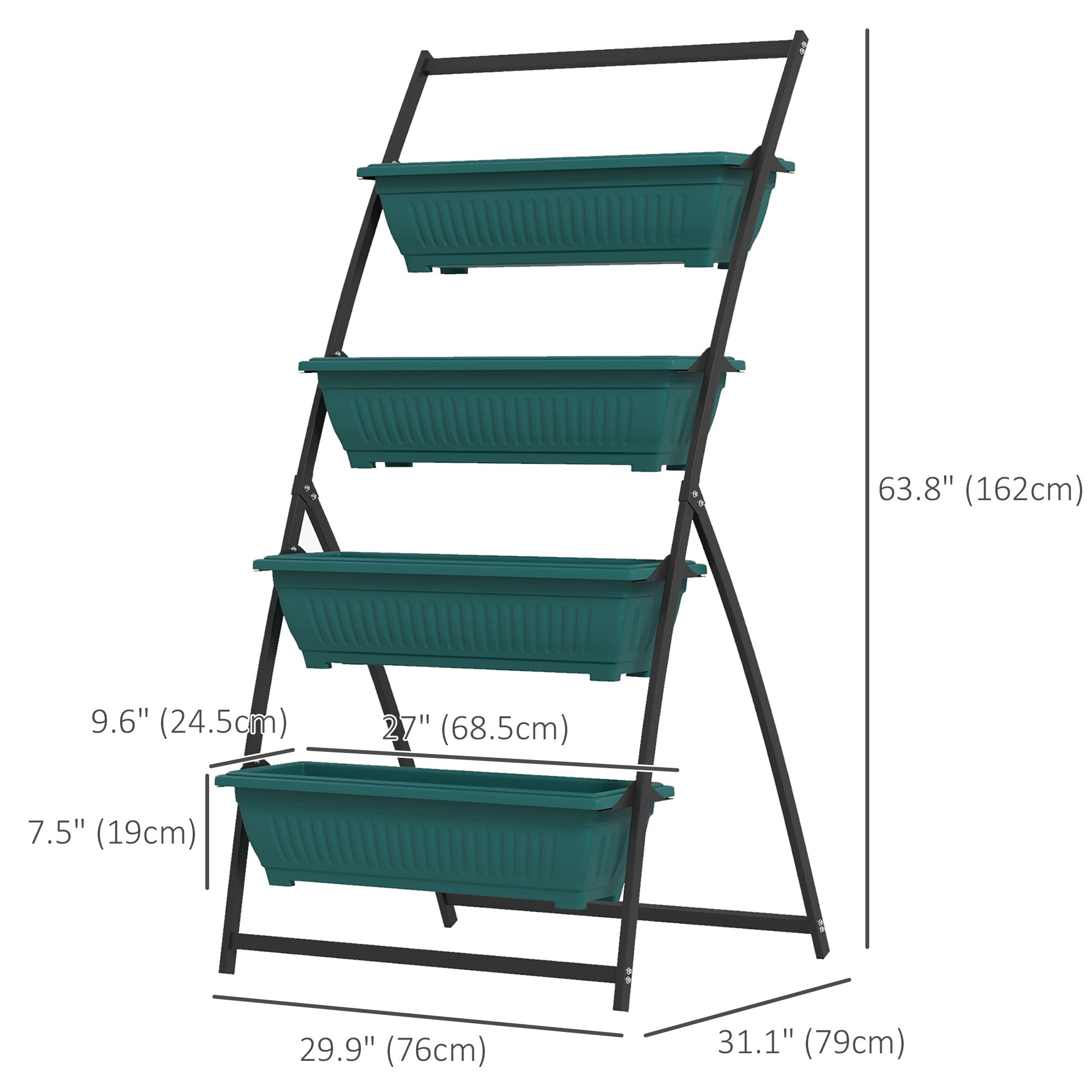 4-Tier Vertical Raised Garden Planter with 4 Boxes, Outdoor Plant Stand Grow Container for Vegetable Flowers, Green Plant Stands   at Gallery Canada