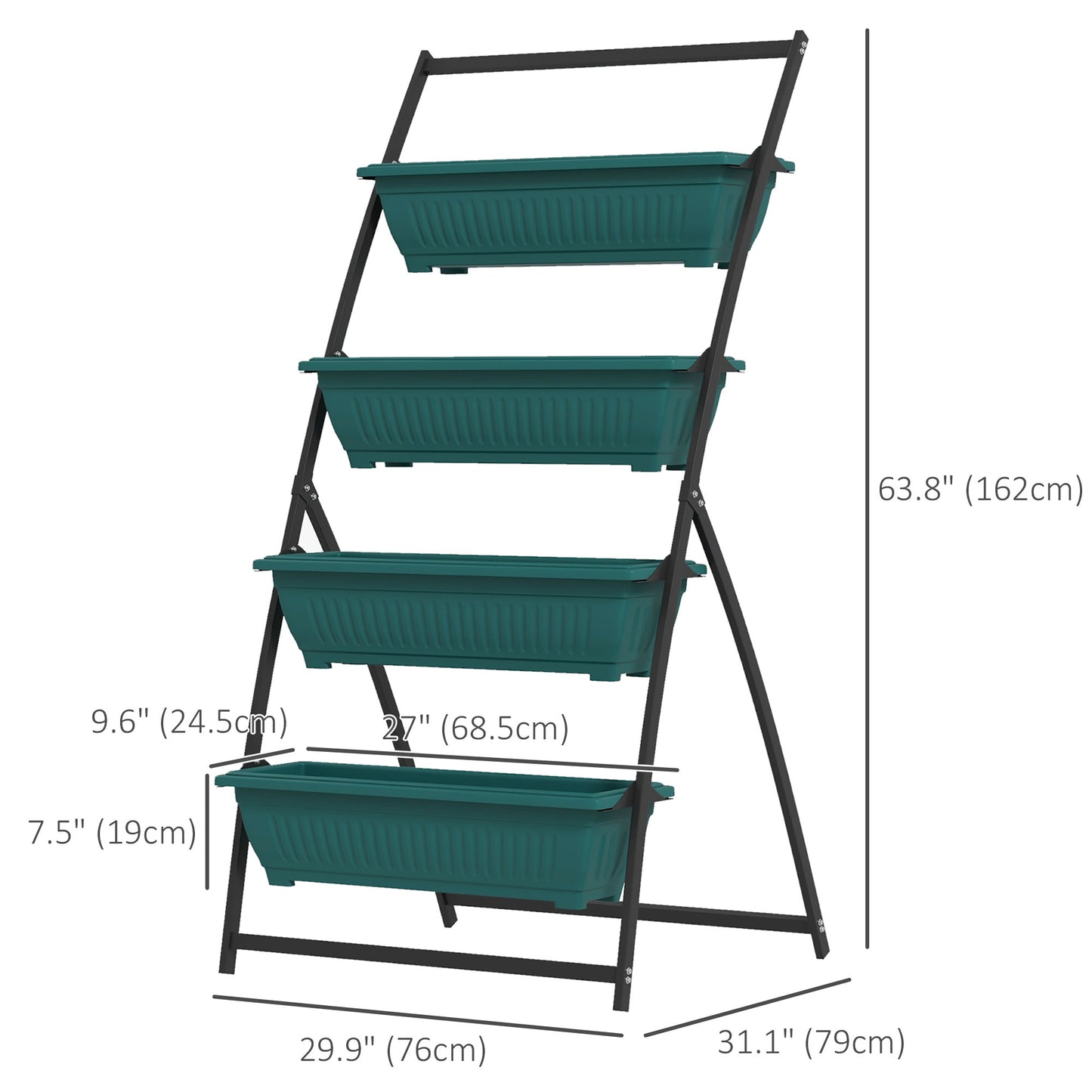 4-Tier Vertical Raised Garden Planter with 4 Boxes, Outdoor Plant Stand Grow Container for Vegetable Flowers, Green Plant Stands   at Gallery Canada