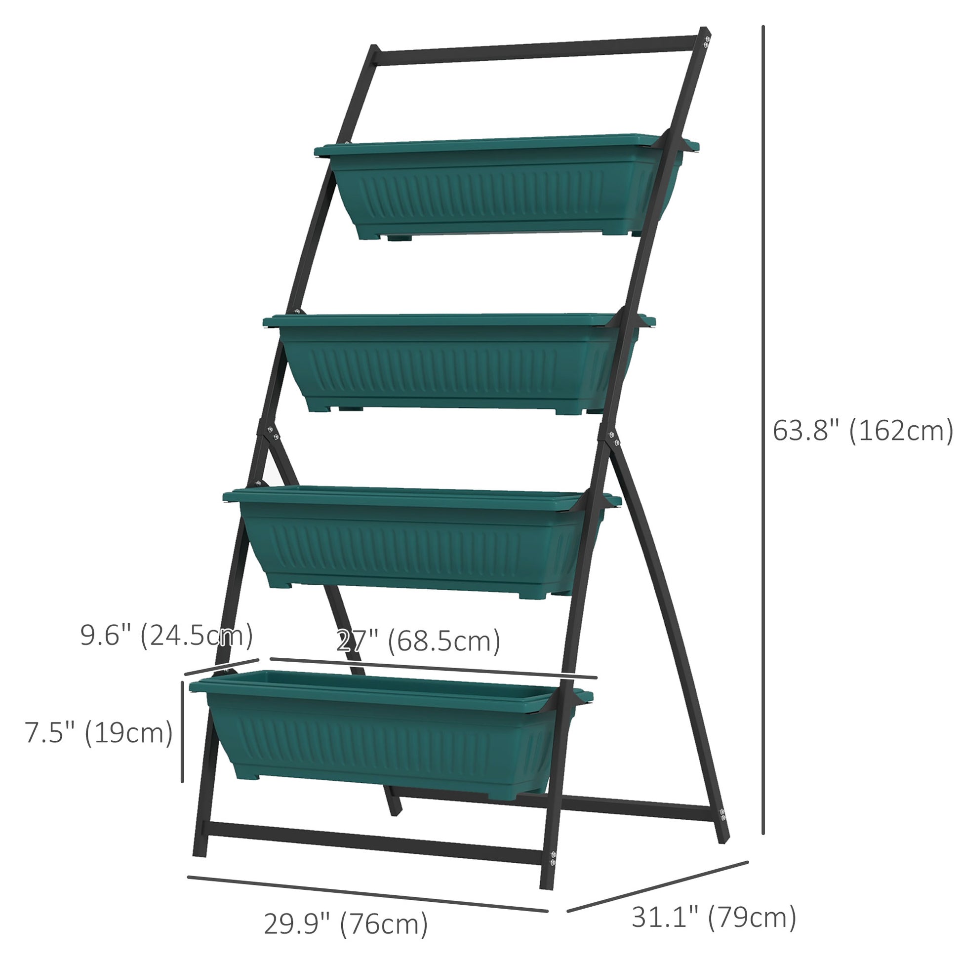 4-Tier Vertical Raised Garden Planter with 4 Boxes, Outdoor Plant Stand Grow Container for Vegetable Flowers, Green Plant Stands   at Gallery Canada