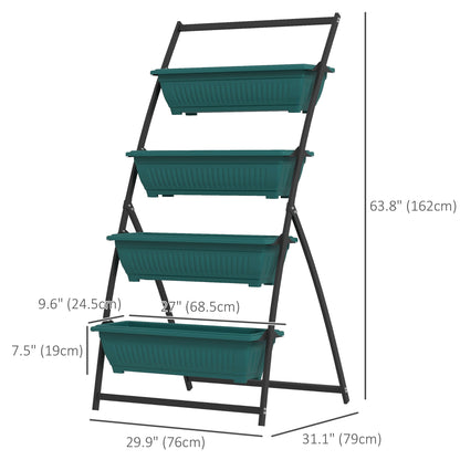 4-Tier Vertical Raised Garden Planter with 4 Boxes, Outdoor Plant Stand Grow Container for Vegetable Flowers, Green Plant Stands   at Gallery Canada