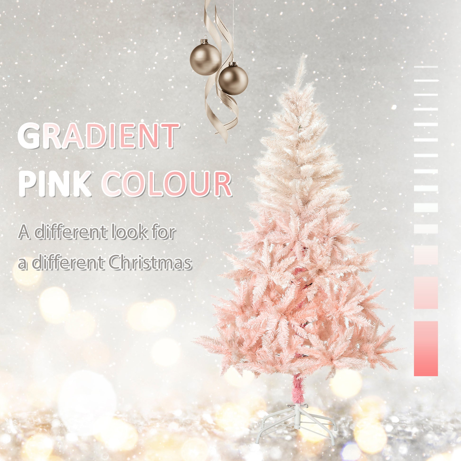 7ft Artificial Christmas Tree Home Decoration Automatic Open White and Pink Artificial Christmas Trees   at Gallery Canada