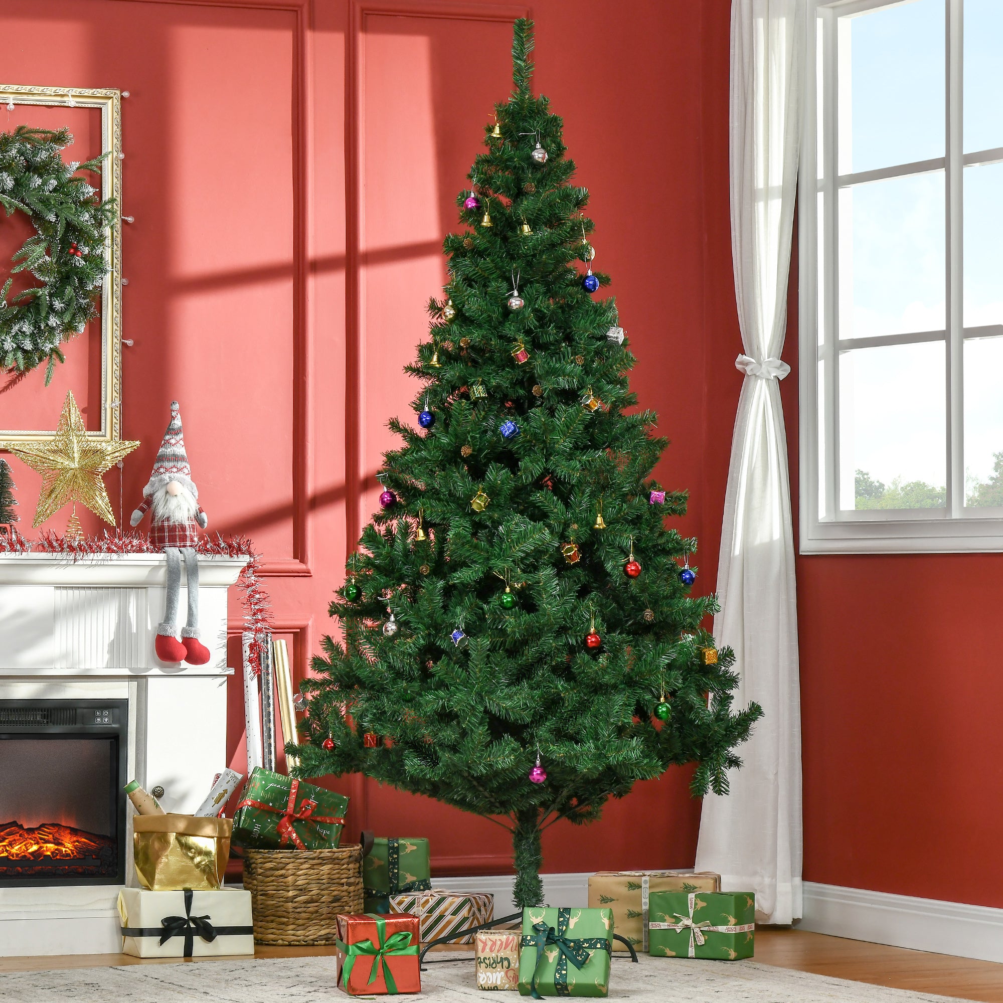 7ft Green Christmas Tree Artificial Xmas Holidays Party with Decoration Ornament Artificial Christmas Trees   at Gallery Canada