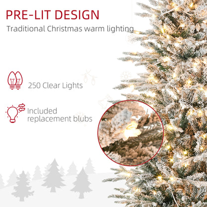 6' Pre Lit Artificial Flocked Christmas Trees, with Snow Branches, Warm Yellow Clear Lights, Auto Open, Extra Bulb Pre Lit Christmas Trees   at Gallery Canada