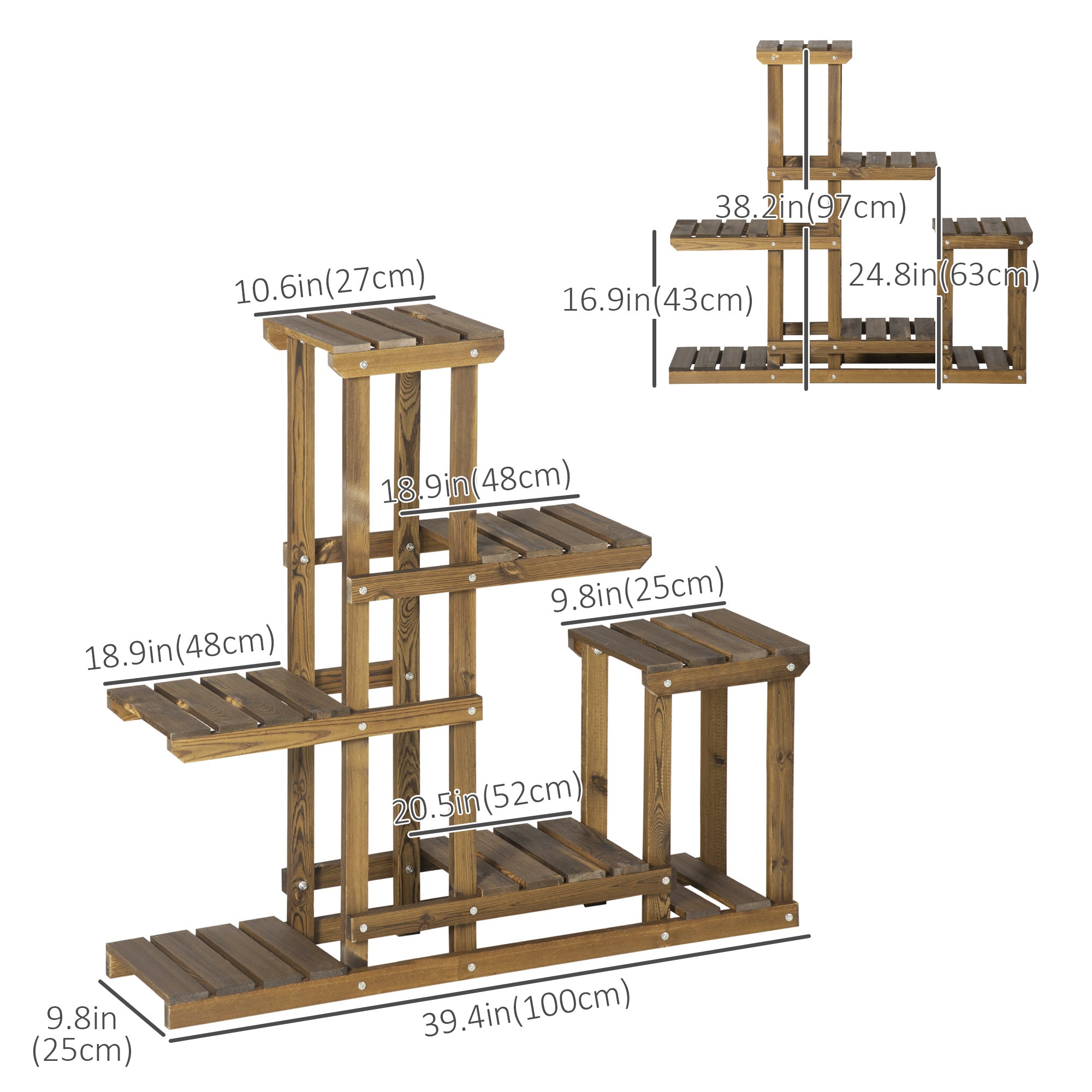 Wood Plant Stand 6 Tier Plant Shelf Rack Multiple Flower Pot Holder for Living Room, Patio Corner, Balcony Plant Stands   at Gallery Canada