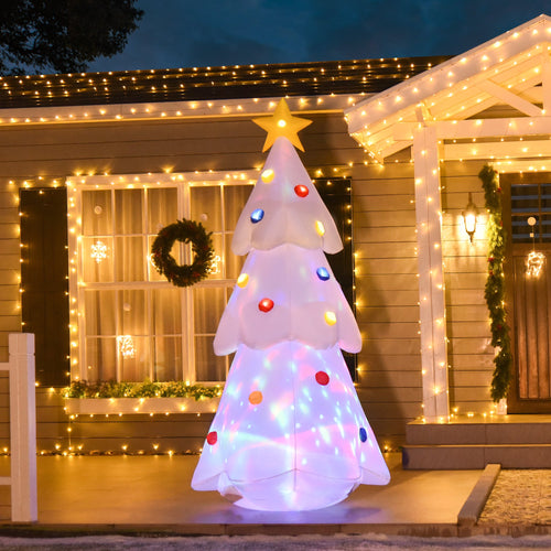 8 FT Lighted Inflatable Christmas Tree with Star & Multicolor Decorations, White