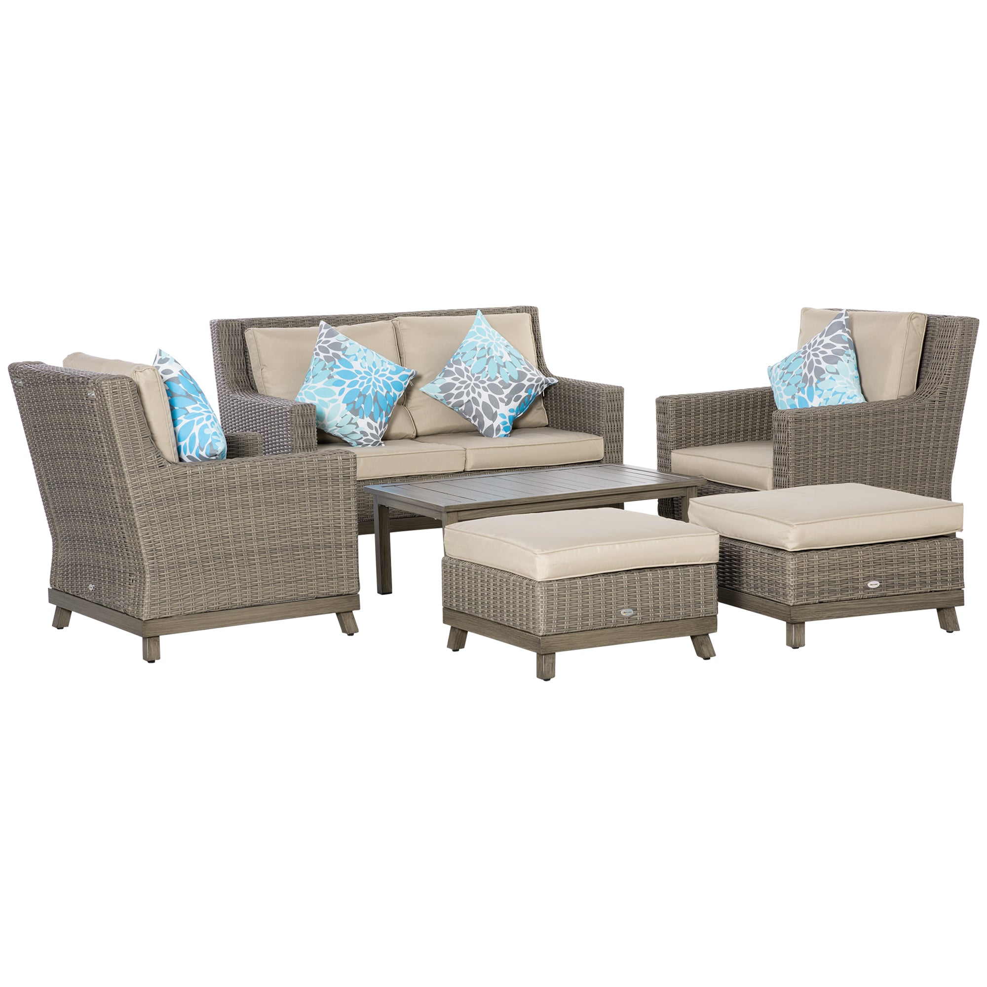 Luxury 6-Piece Patio Sofa Set, Aluminum Frame, Wicker Rattan, Beige Patio Furniture Sets Multi Colour  at Gallery Canada