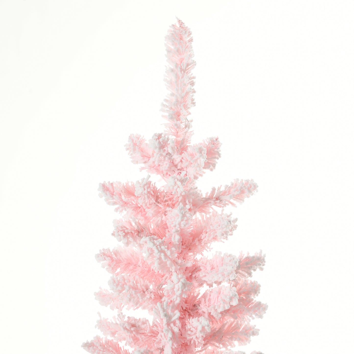 6' Flocked Christmas Trees, Pencil Prelit Artificial Christmas Tree with Snow Branches, Pink Pencil Christmas Trees   at Gallery Canada