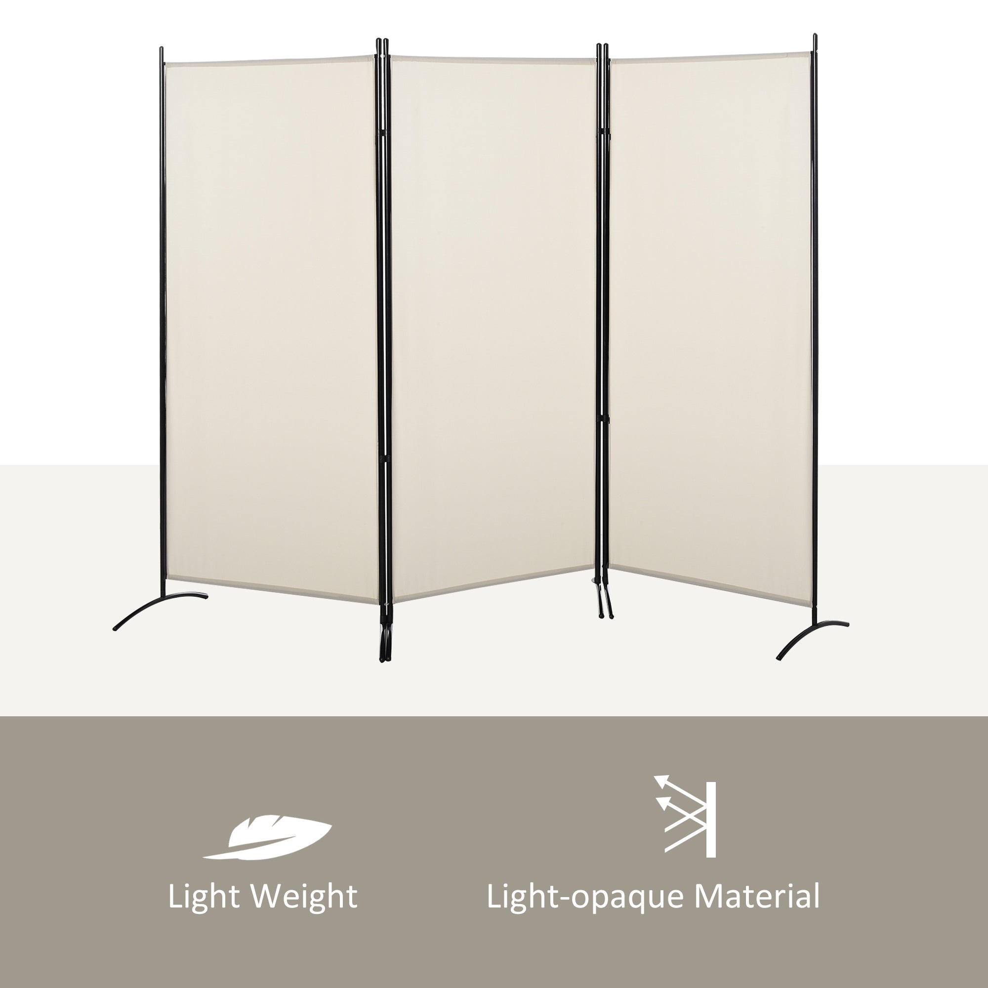 3-Panel Folding Room Divider, Privacy Screen, Indoor Separator Partition for Bedroom, Office, 100