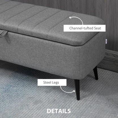 40" Ottoman with Storage, Linen Upholstered Storage Ottoman Bench with Steel Legs for Living Room, Bedroom Storage Ottomans & Benches   at Gallery Canada