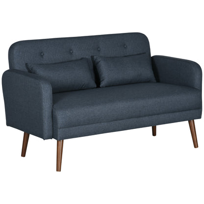 53" 2 Seat Sofa, Modern Love Seats Furniture, Upholstered 2 Seater Couch with Throw Cushions, Solid Wood Frame, Blue 2-Seater Sofas Dark Blue  at Gallery Canada