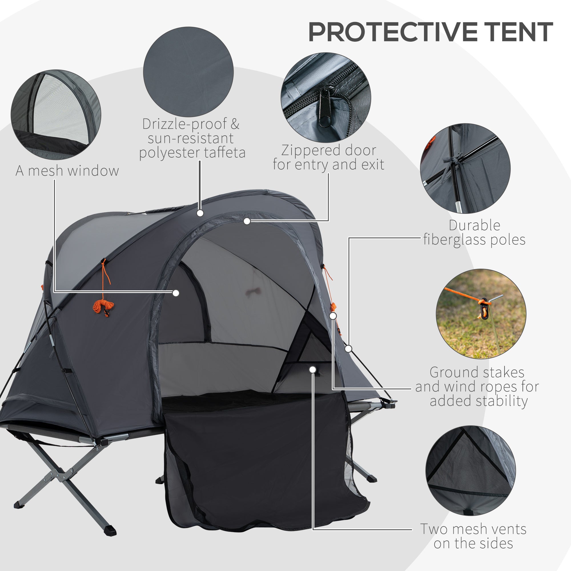 Camping Tent Cot, Multifunctional Folding Tent Combo, Portable Off-Ground Tent Shelter with Self-Inflating Air Mattress and Carry Bag for 1 Person Camping Tents   at Gallery Canada