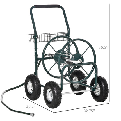 Garden Hose Reel Cart, Portable Hose Organizer with Hose Guide System, 4 Wheels &; Storage Basket for Yard, Garden, Farm - Gallery Canada