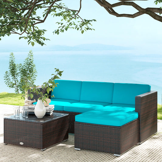 Patio Furniture w/ Soft Cushions, Corner Sofa Sets, Turquoise - Gallery Canada