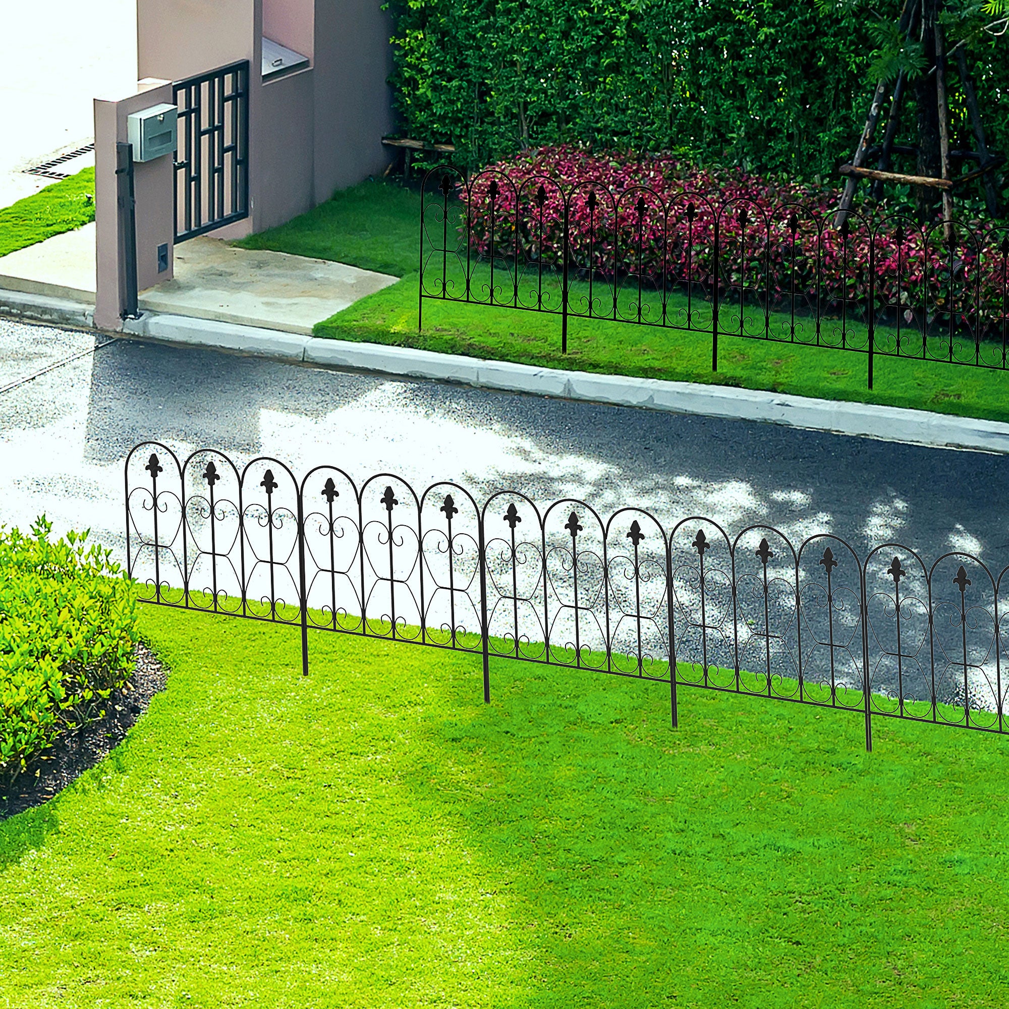 5PCs Outdoor Garden Fence Panels, Metal Wire Landscape Flower Bed Border Edging Animal Barrier, 33