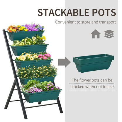 5-Tier Raised Garden Bed with 5 Planter Box, Outdoor Plant Stand Grow Containers with Leaking Holes for Balcony Patio Outdoor, Green Plant Stands   at Gallery Canada