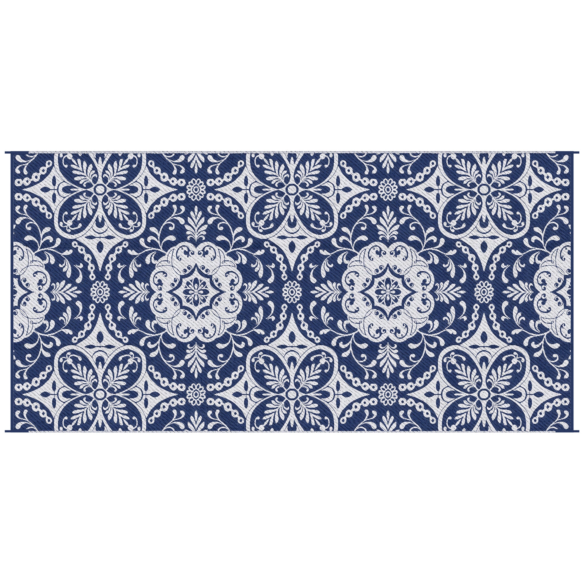 Reversible Waterproof Outdoor Rug with Carry Bag, 9' x 18' for RV, Camping, Blue & White Flower Outdoor Reversible Rugs Options  at Gallery Canada