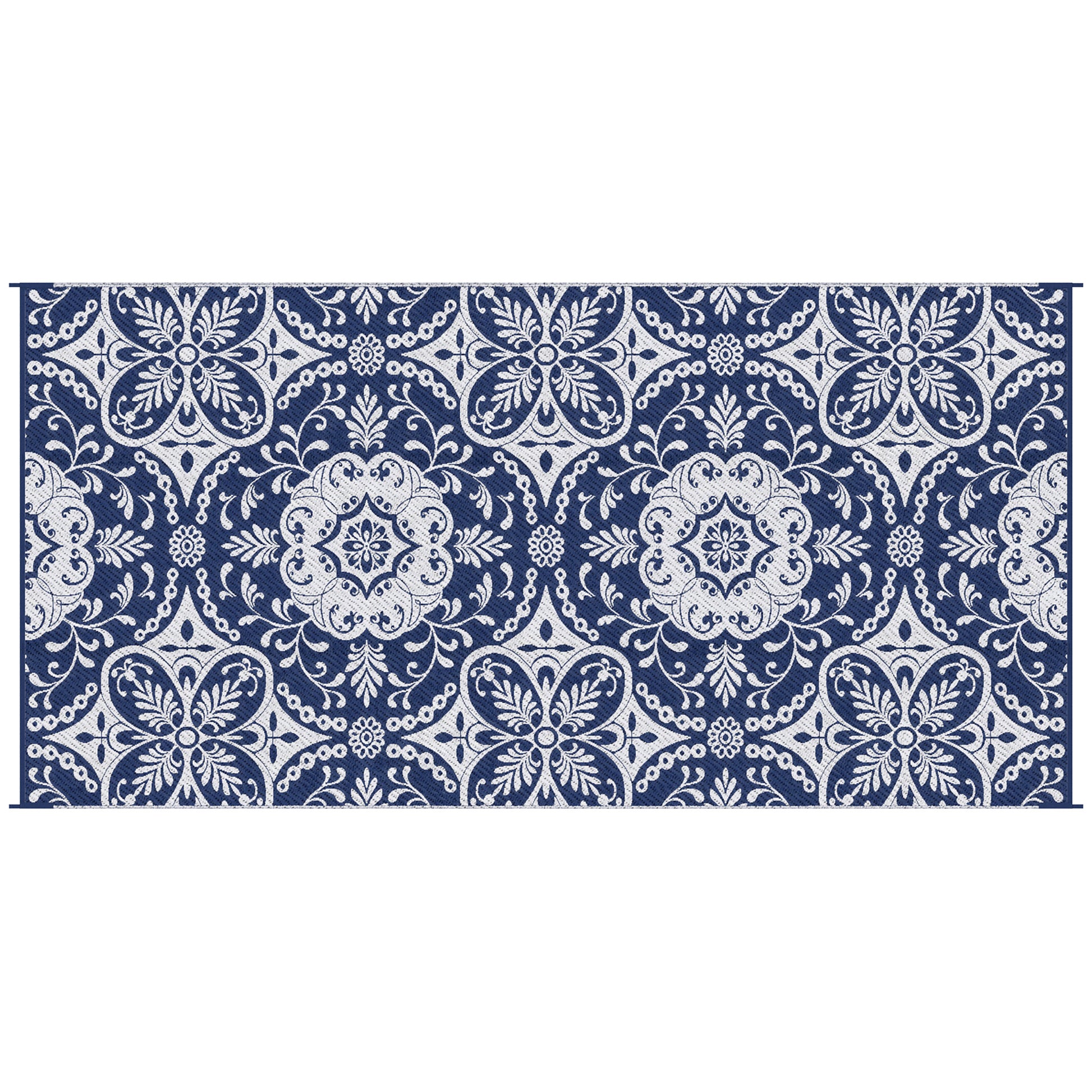 Reversible Waterproof Outdoor Rug with Carry Bag, 9' x 18' for RV, Camping, Blue & White Flower Outdoor Reversible Rugs Options  at Gallery Canada