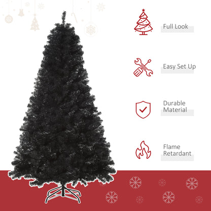 6ft Artificial Christmas Tree Unlit Douglas Fir with Realistic Branch Tips, Black Halloween Style - Gallery Canada