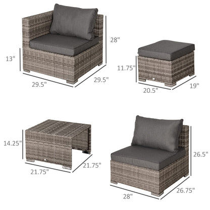 8-Piece Outdoor Wicker Patio Furniture Set with Reclining Seats and Table, Grey Patio Furniture Sets   at Gallery Canada