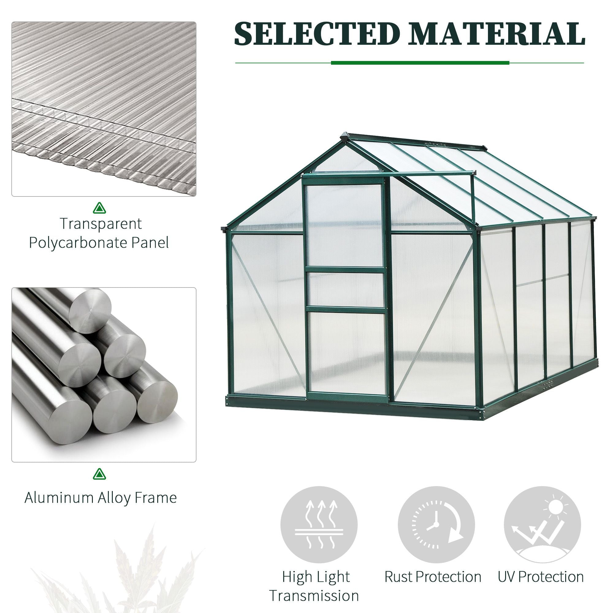 6.2' x 8.3' x 6.6' Clear Polycarbonate Greenhouse Large Walk-In Green House w/ Slide Door Walk In Greenhouses   at Gallery Canada