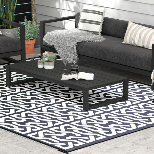 Reversible Outdoor Rug Waterproof Plastic Straw RV Rug with Carry Bag, 9' x 12', Black and White Chain Outdoor Reversible Rugs Options  at Gallery Canada