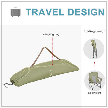 Camping Folding Chair Portable Rocking Chair w/ Armrest &; Cup Holder Compact and Sturdy in a Bag for Outdoor, Beach, Picnic, Hiking, Travel, Green Picnic Tables & Camping Chairs   at Gallery Canada