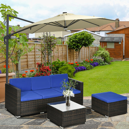 Outdoor PE Rattan Wicker 3-Piece Patio Sofa Set with Cushions and Table, Blue Patio Furniture Sets   at Gallery Canada