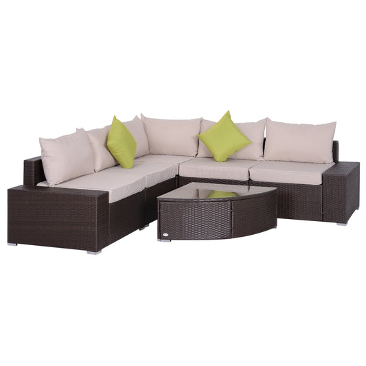6pcs Outdoor Wicker Sectioanal Set All Weather Wicker Rattan Conversation Coffee Table Chair Garden Lounging Sofa Set Patio Furniture - Gallery Canada
