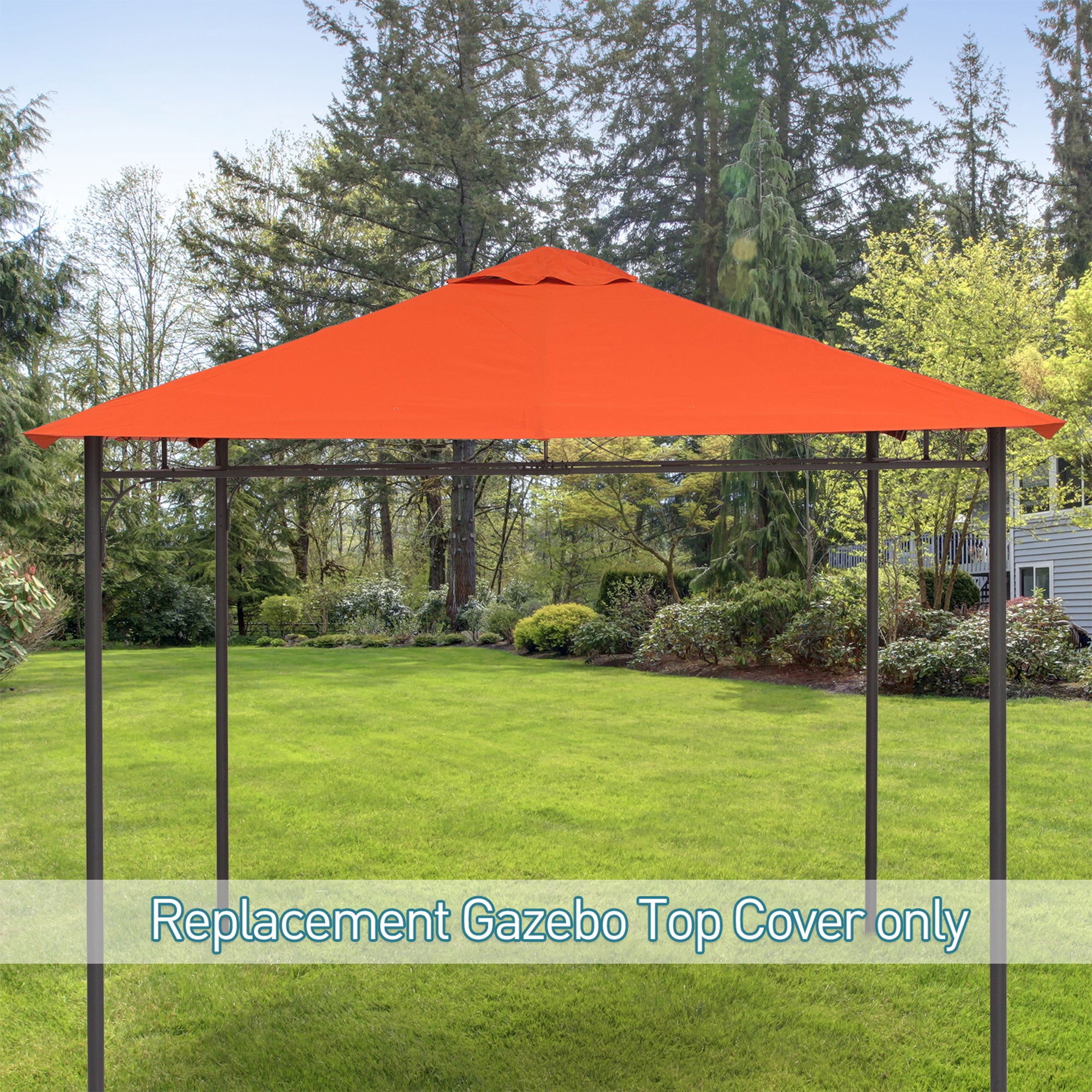 9.8' x 9.7' Square Gazebo Canopy Replacement UV Protected Top Cover Sun Shade Orange Gazebo Canopy Replacement   at Gallery Canada