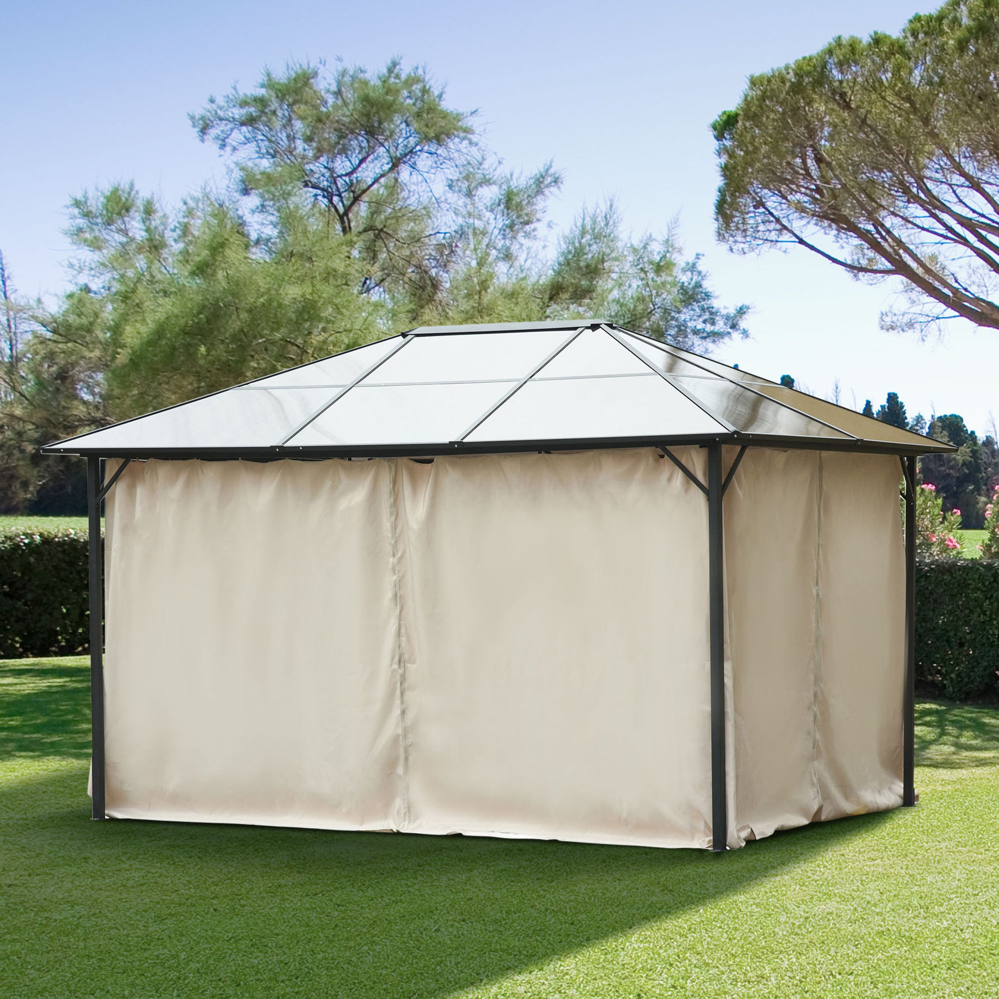 4-Panel Universal Gazebo Privacy Curtains with Zipper for 10' x 13' Canopy, Beige Gazebo Sidewalls   at Gallery Canada