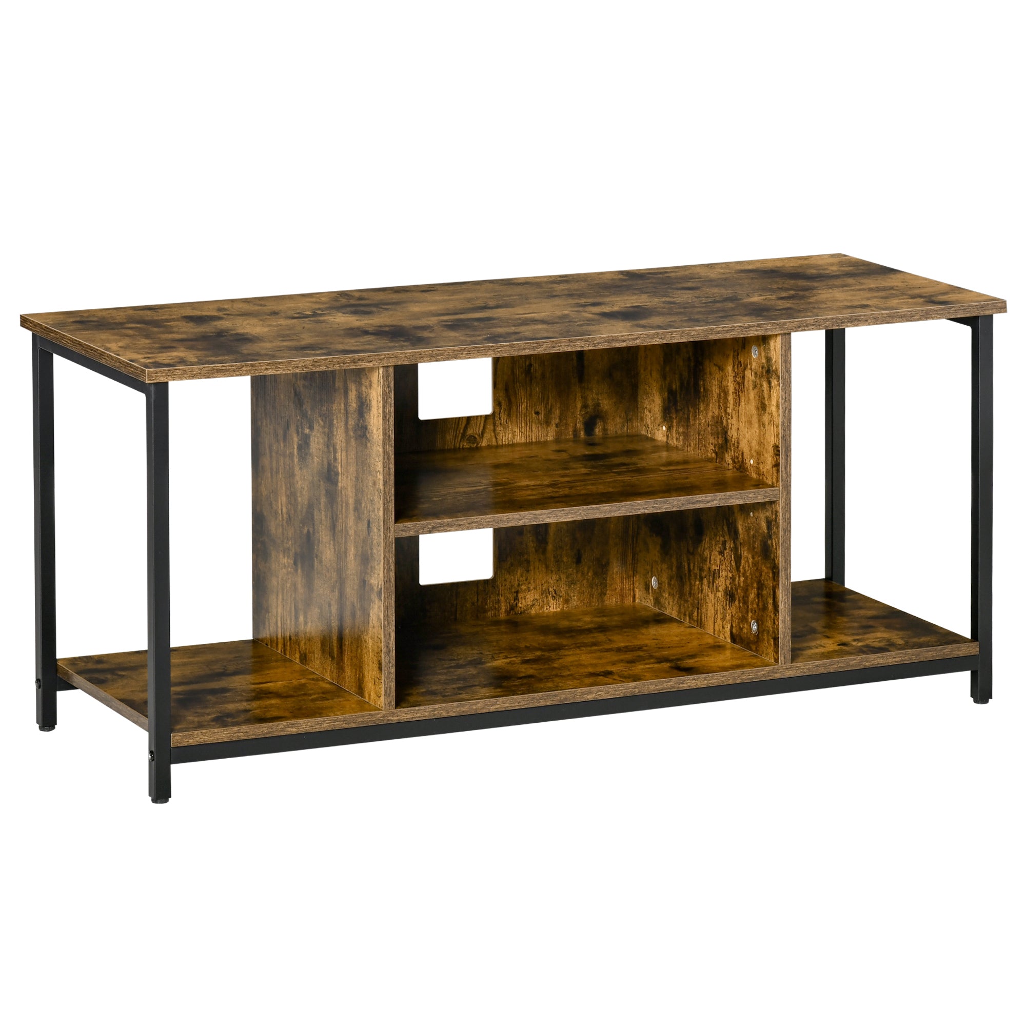 TV Stand for TVs Up to 55 Inches, TV Console with Open Storage Shelves, Entertainment Center for Living Room, Rustic Brown TV Stands   at Gallery Canada