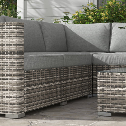 4 Pieces Rattan Wicker Outdoor Conversation Furniture Set w/ Corner Sofa Loveseats Coffee Table Cushions, Mixed Grey Patio Furniture Sets   at Gallery Canada