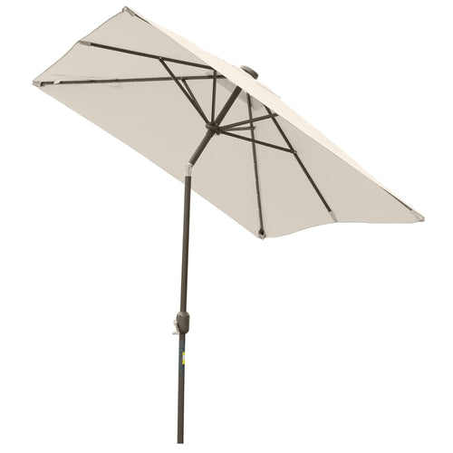 6' x 10' Patio Umbrella with 35 LED Solar Lights and Tilt, Rectangular Outdoor Table Umbrella with Crank, Beige