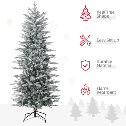 6' Pre Lit Artificial Flocked Christmas Trees, with Snow Branches, Warm Yellow Clear Lights, Auto Open, Extra Bulb Pre Lit Christmas Trees   at Gallery Canada