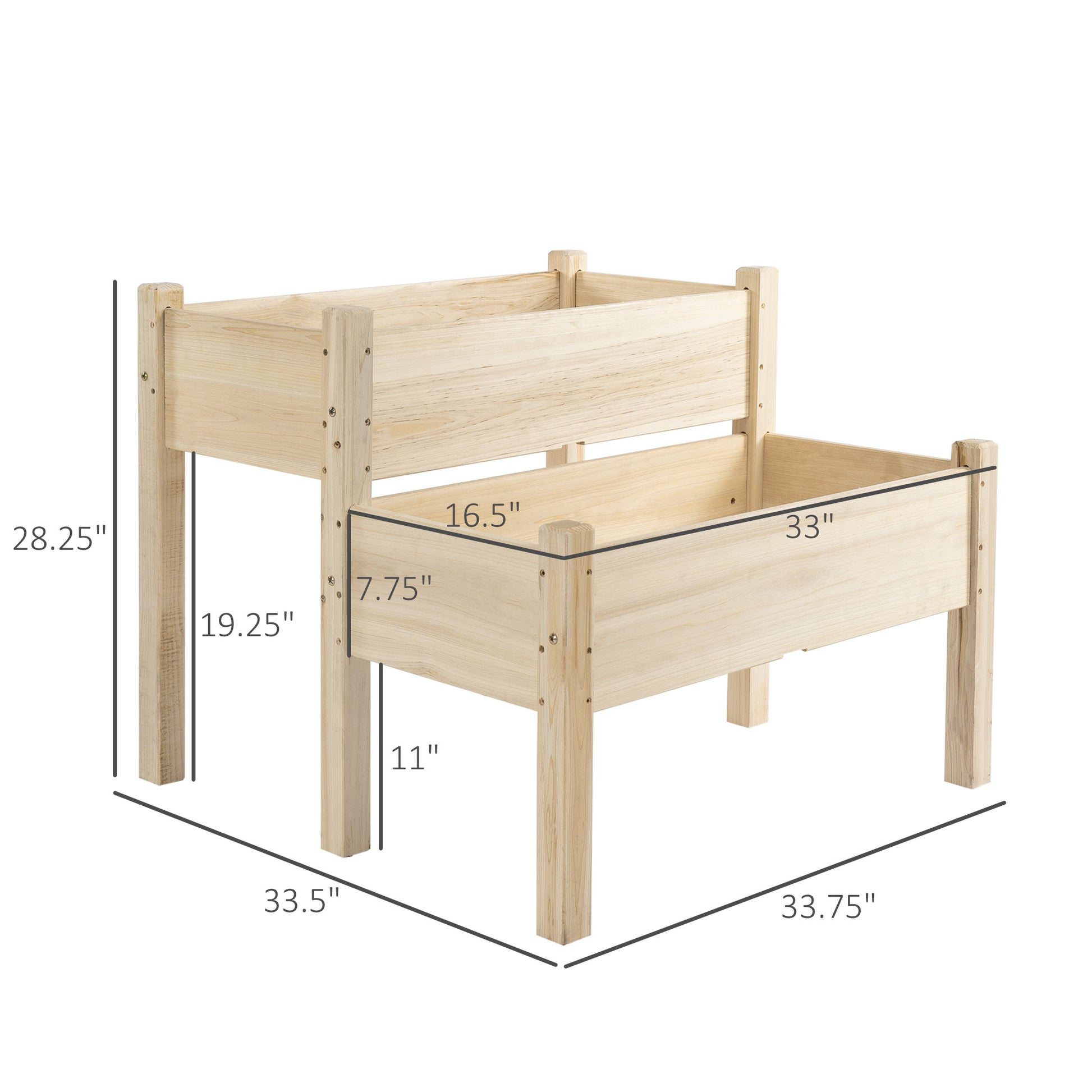 34"x34"x28" 2-Tier Raised Garden Bed Wooden Planter Box for Backyard, Patio to Grow Vegetables, Herbs, and Flowers Elevated Garden Beds   at Gallery Canada