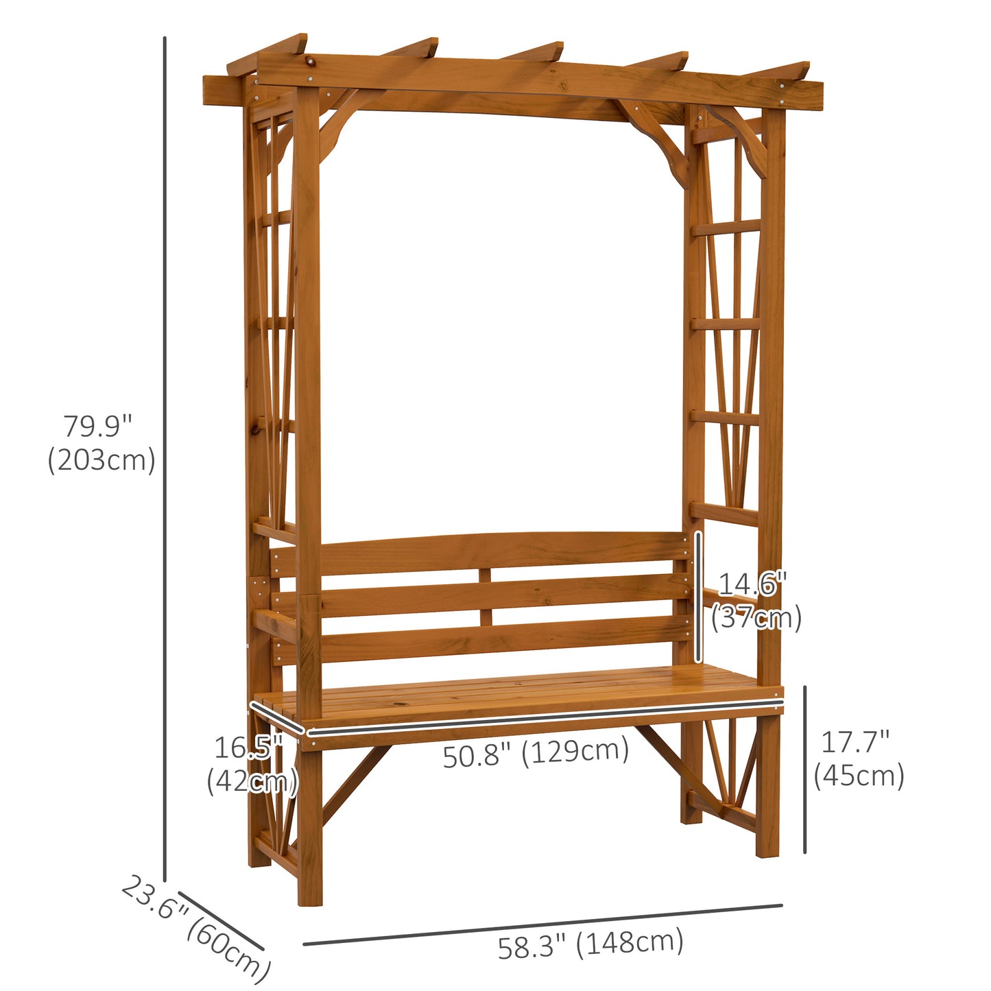 Patio Wooden Bench, Outdoor Bench for Vines/Climbing Plants, Brown Outdoor Benches   at Gallery Canada