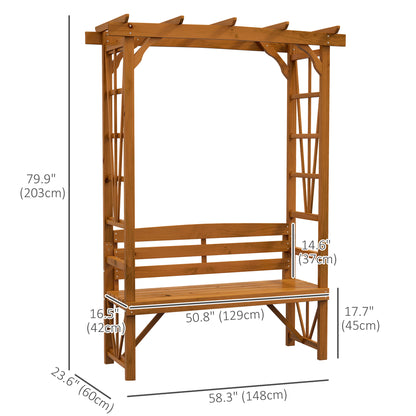 Patio Wooden Bench, Outdoor Bench for Vines/Climbing Plants, Brown Outdoor Benches   at Gallery Canada